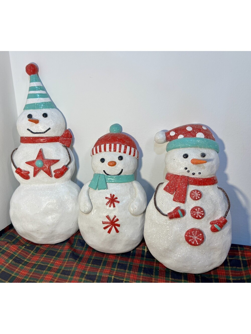 3 Christmas Past Decor Wall Hanging Snowman Set. Christmas Wall Decor Art